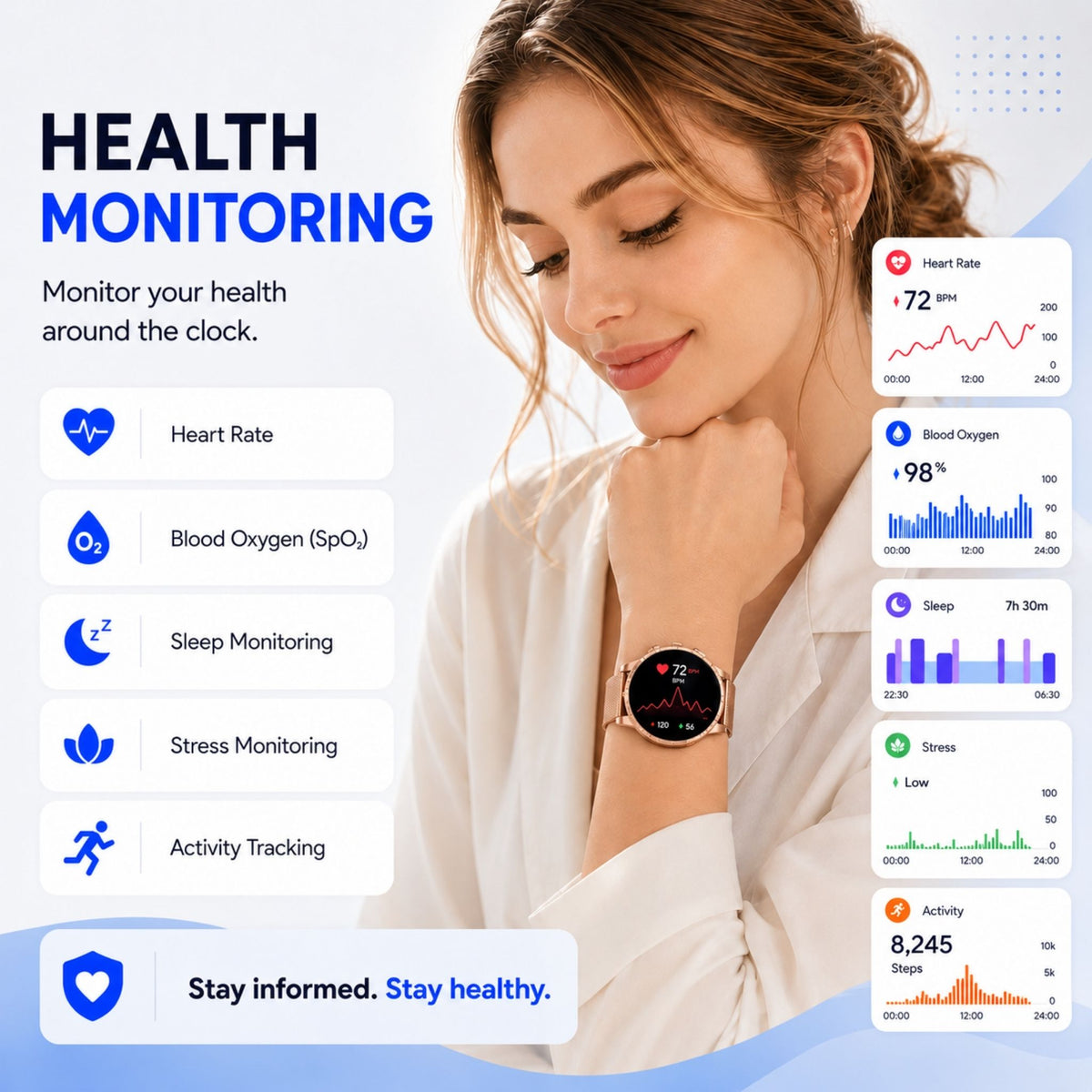 Smartwatch for Women – Bluetooth Calls, Fitness & Health Monitoring – SmartLady