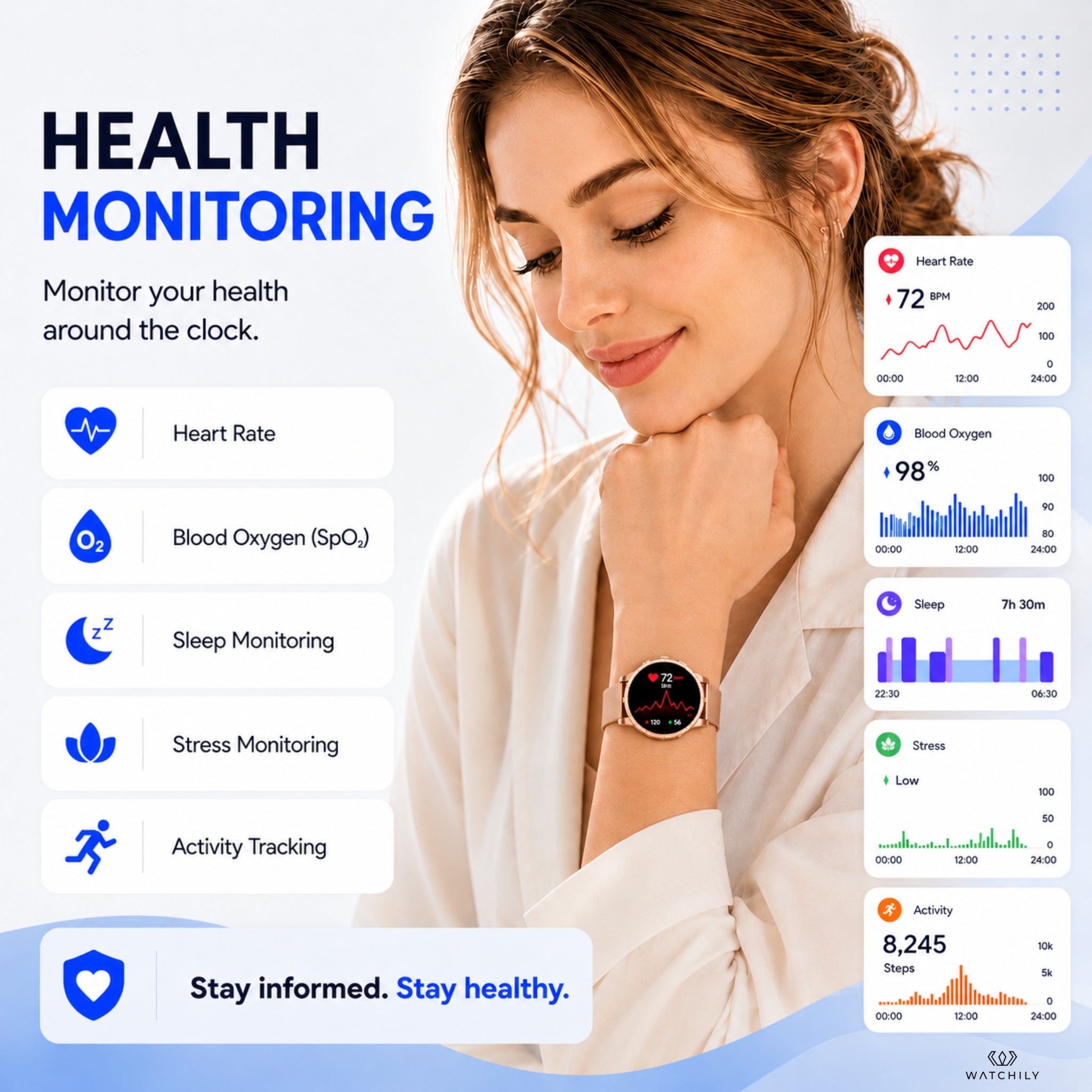 Watchily SmartLady Pro Health and Fitness Smartwatch for Women