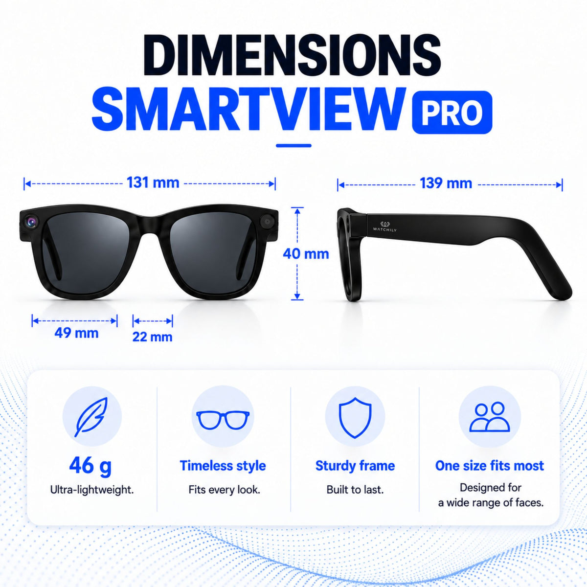 AI Smart Glasses with 1080P HD Camera – SmartView Pro – Includes Black Sunglasses & Blue Light Blocking Lenses