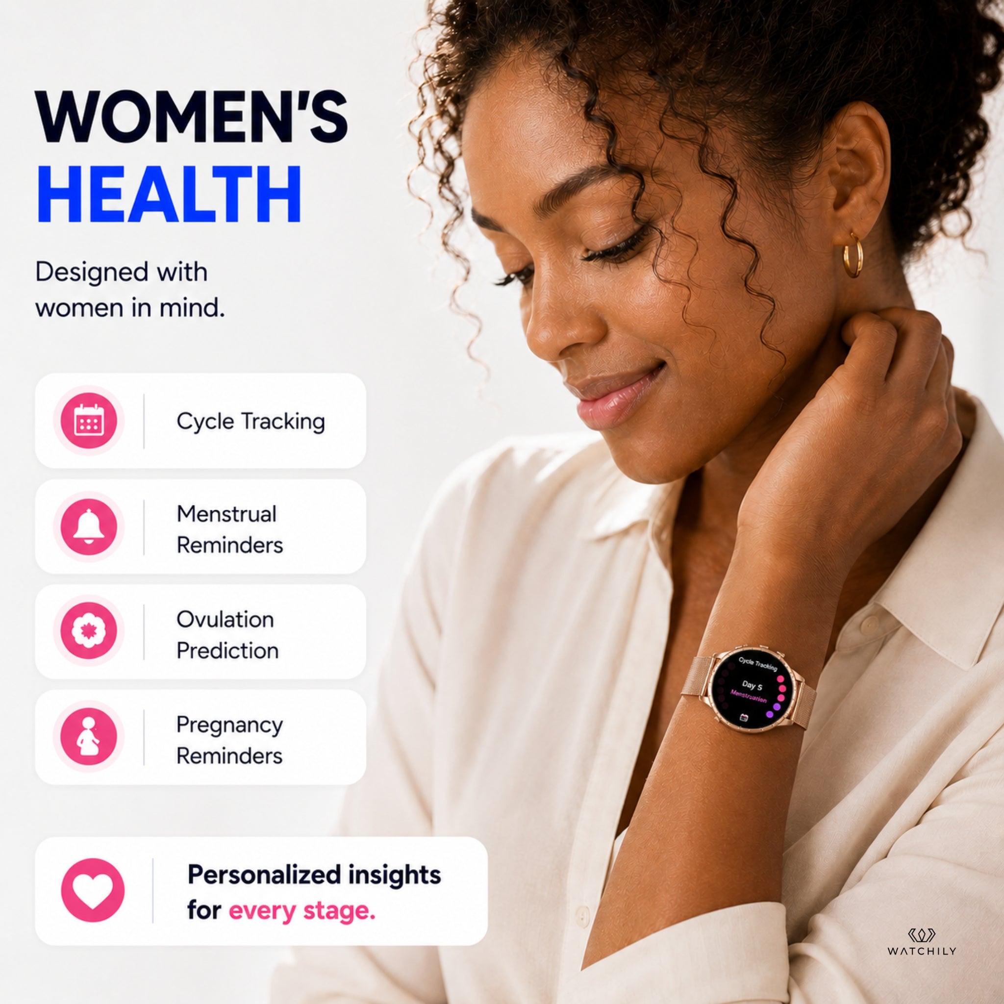 Watchily SmartLady Pro Health and Fitness Smartwatch for Women