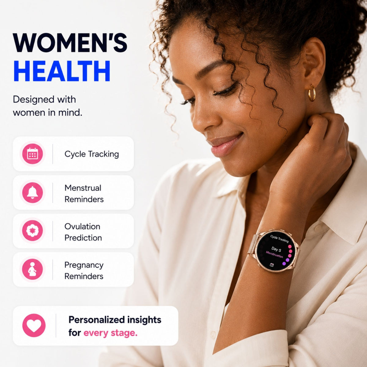 Smartwatch for Women – Bluetooth Calls, Fitness & Health Monitoring – SmartLady