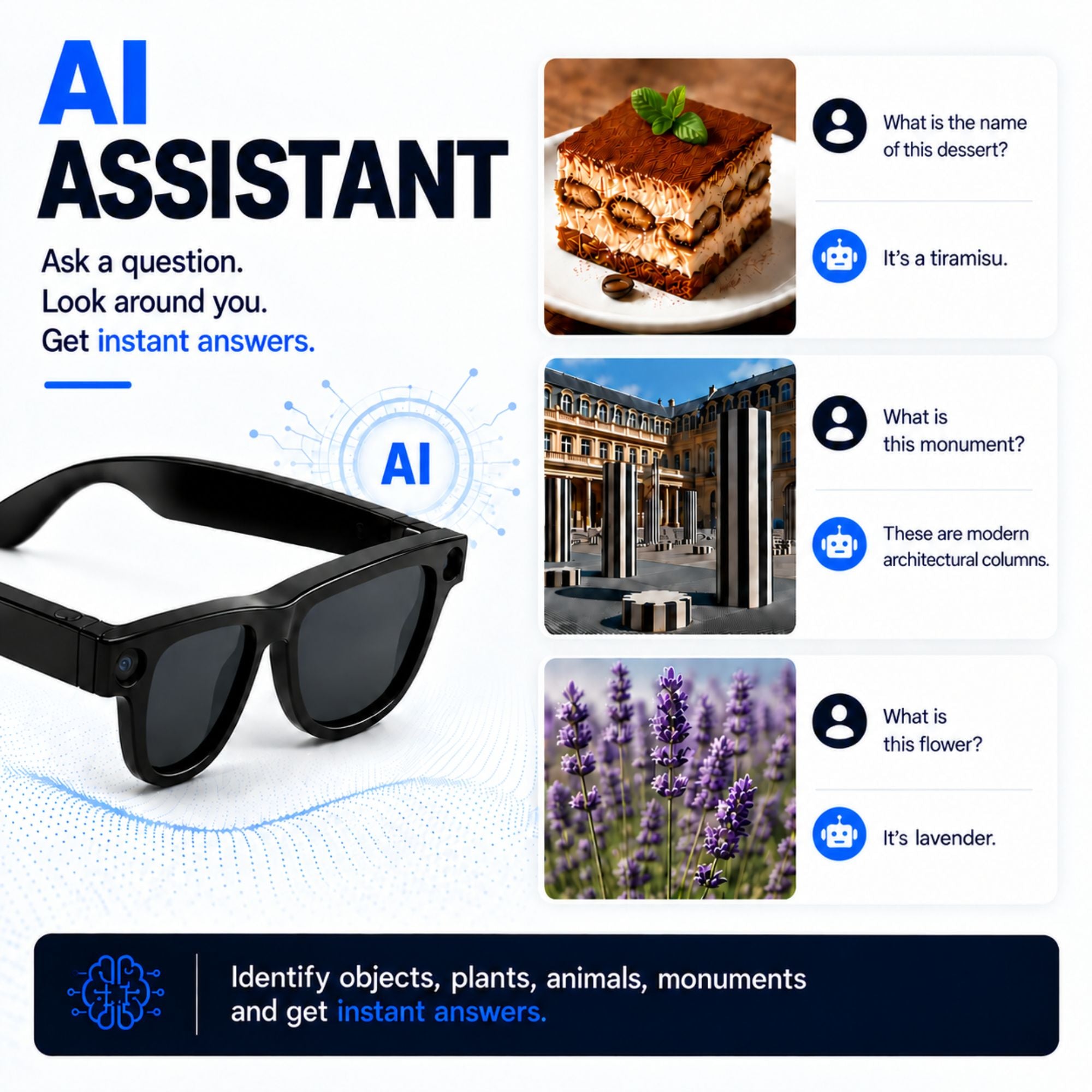 AI Smart Glasses with 1080P HD Camera – SmartView Pro – Includes Black Sunglasses & Blue Light Blocking Lenses